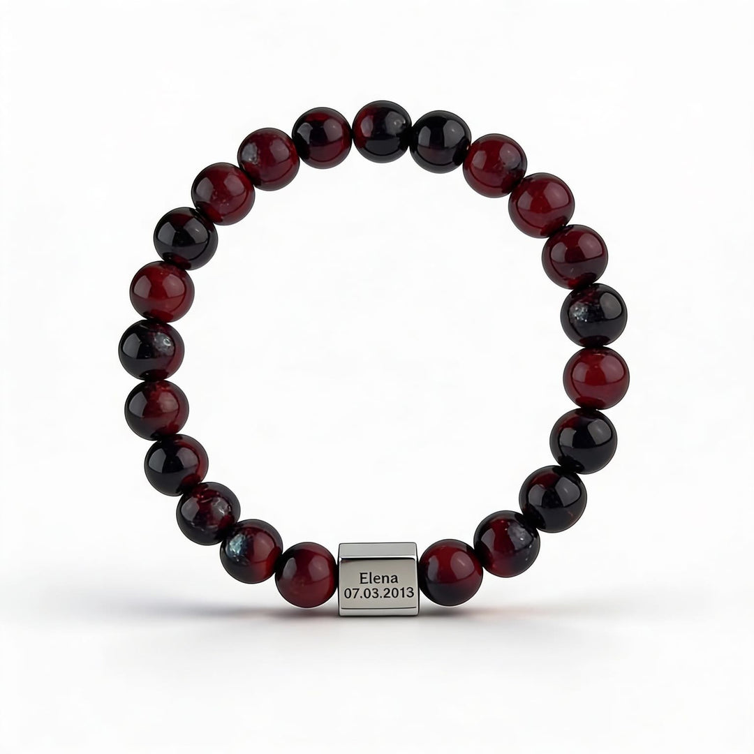 Brățară cu mărgele pentru bărbați, cu gravură