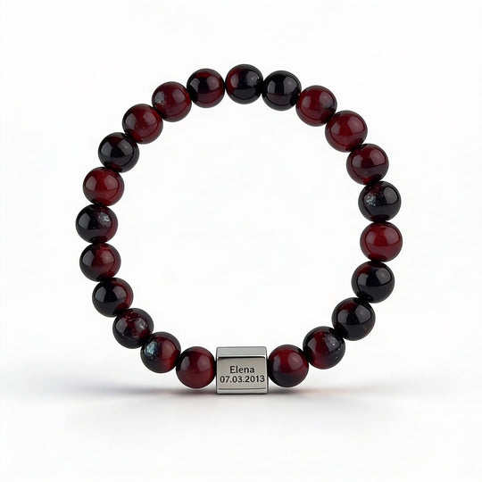 Brățară cu mărgele pentru bărbați, cu gravură