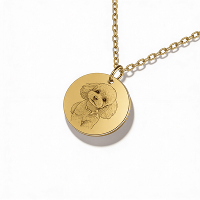 Colier medalion rotund cu portret de animal de companie