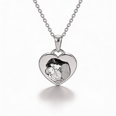 Colier pandantiv inimă cu fotografie