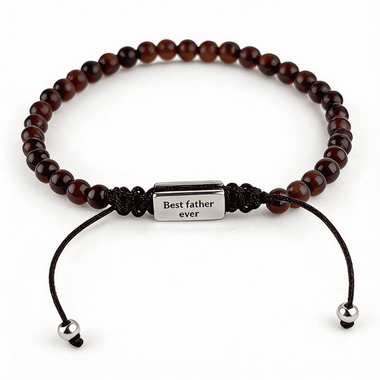 Brățară cu mărgele pentru bărbați, cu gravură