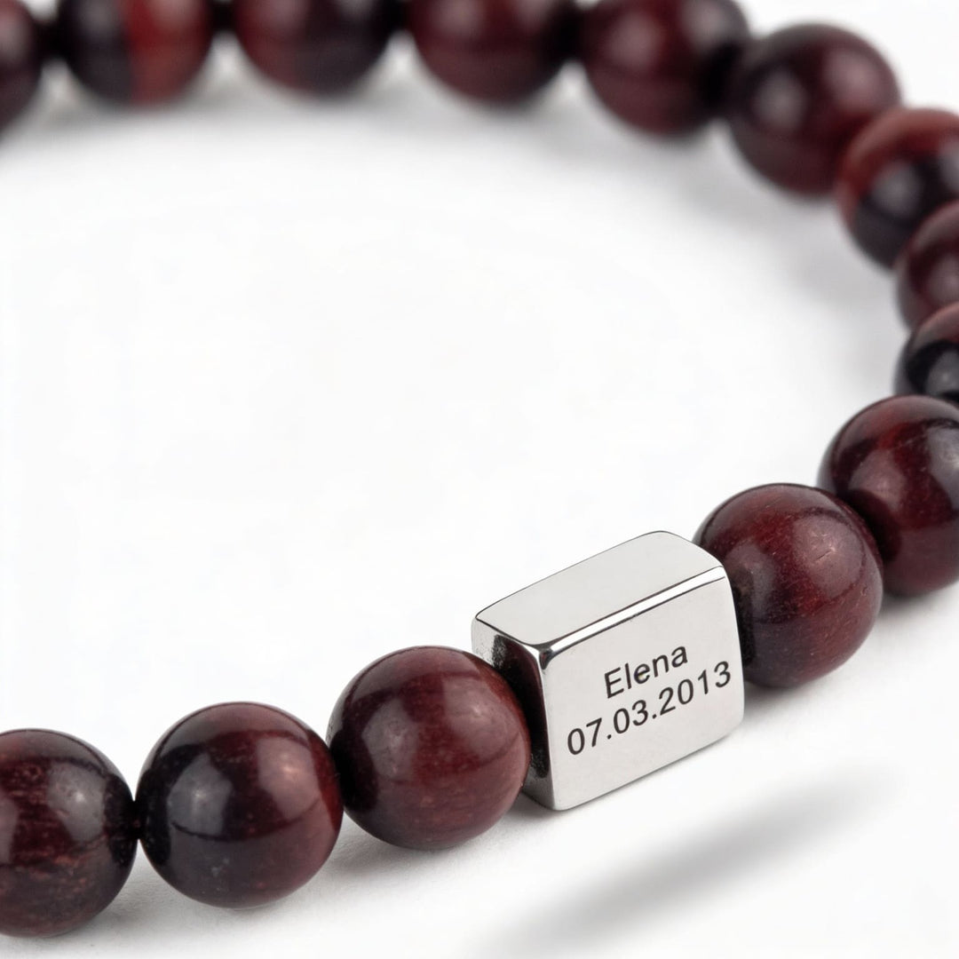 Brățară cu mărgele pentru bărbați, cu gravură