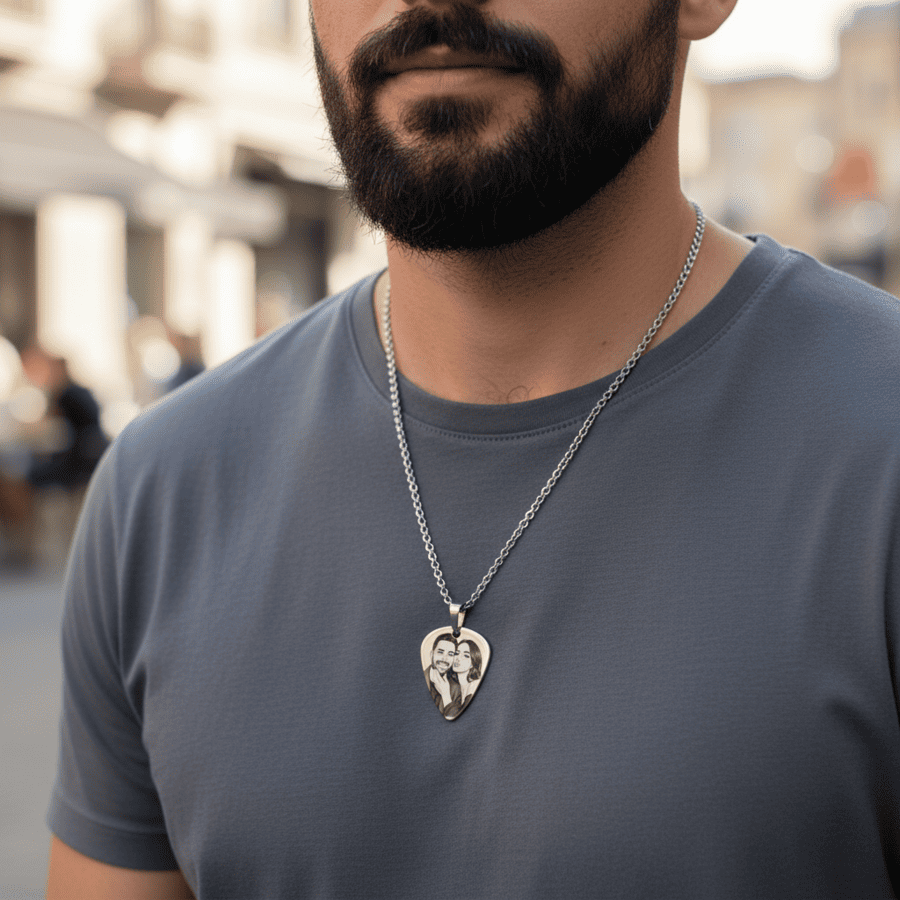 Colier pană personalizat cu fotografie