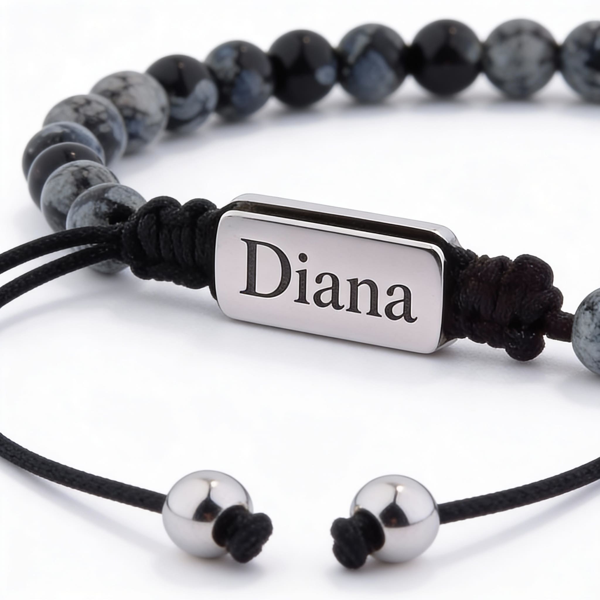 Brățară cu mărgele pentru bărbați, cu gravură