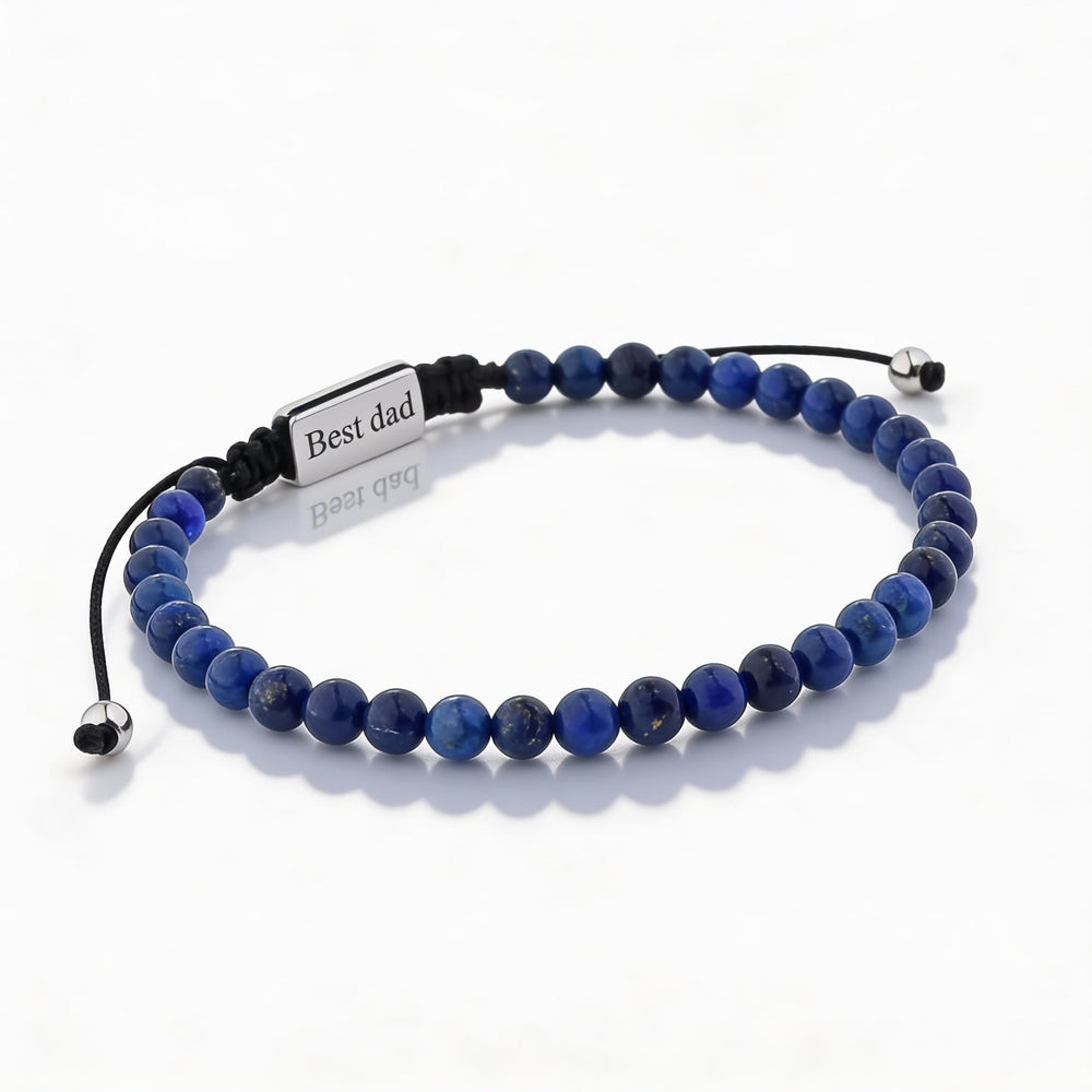 Brățară cu mărgele pentru bărbați, cu gravură