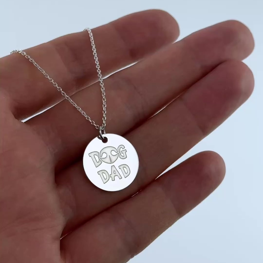 Circle Pendant, 925 Silver "Dog Dad"