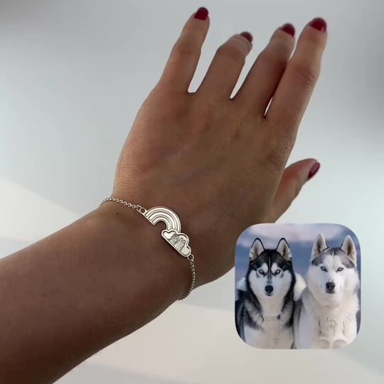 Regenboog- en Wolkenarmband, 925 Zilver "Wacht Over Mij"