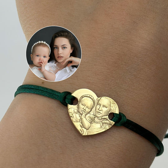 Heart 925 Silver Bracelet with 3D Photo Engraving