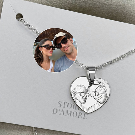 Heart 925 Silver Pendant with 3D Photo Engraving