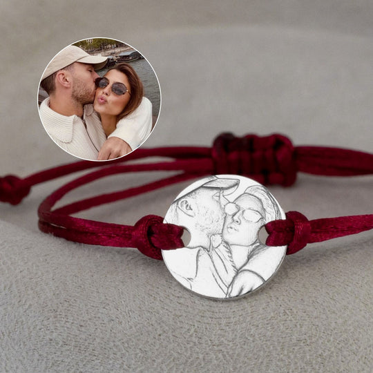 Rundes 925 Silberarmband mit 3D Foto-Gravur