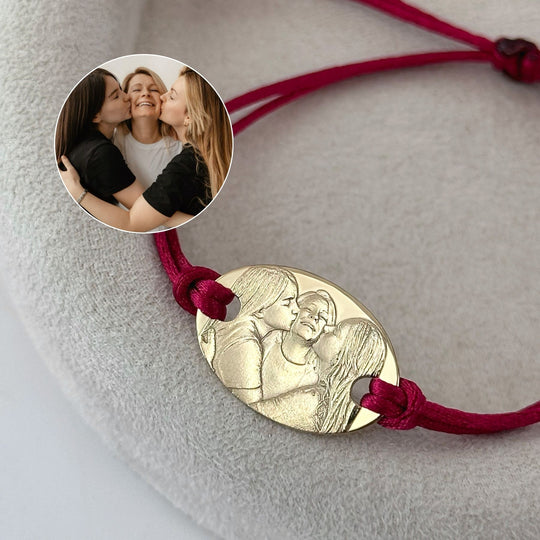 Großes ovales 925 Silberarmband mit 3D-Foto-Gravur