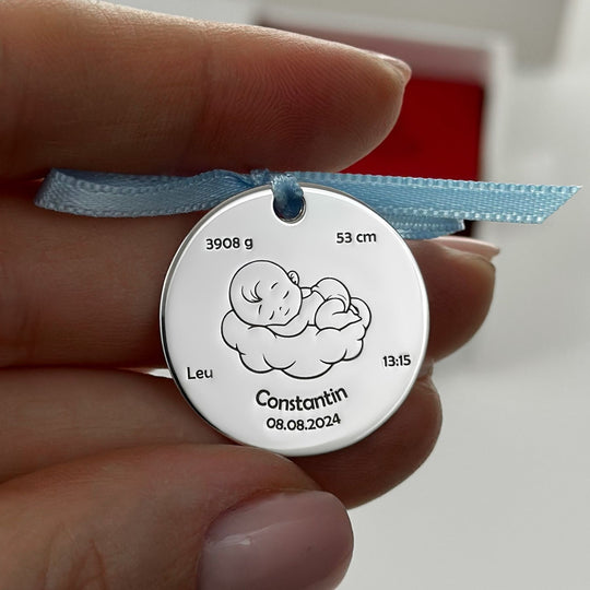 925 Silber Baby auf Wolke Münze, 25 mm