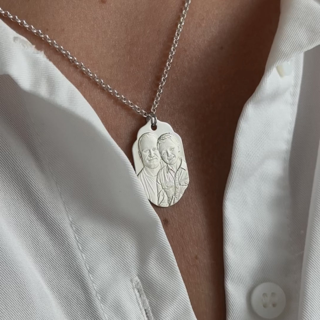 Gebogener Rechteck-Anhänger, 925 Silber