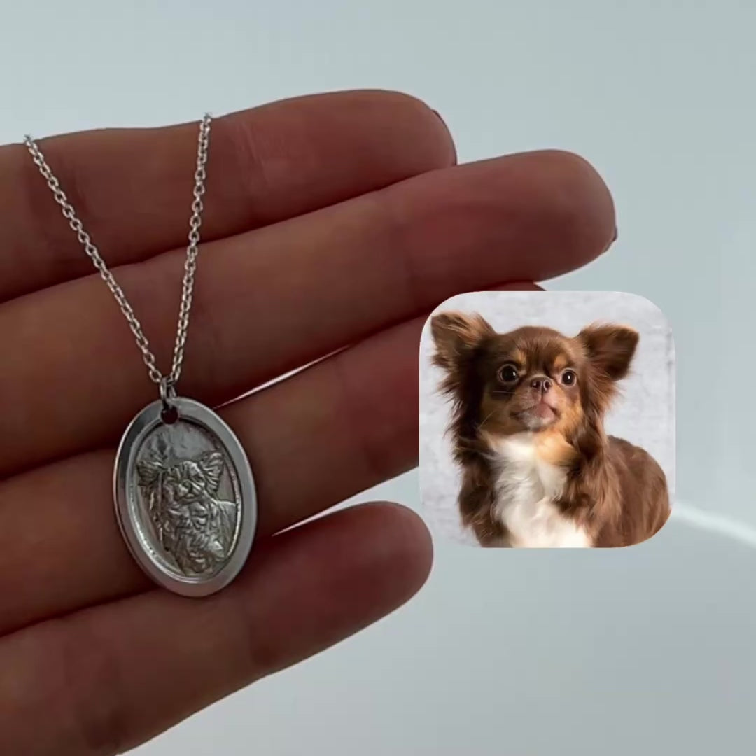 Ovale hanger, 925 sterling zilver "Furry love"